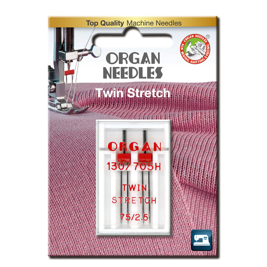 Organ Tvilling Stretch 2,5mm 75, 2-pack - Symaskinsnål