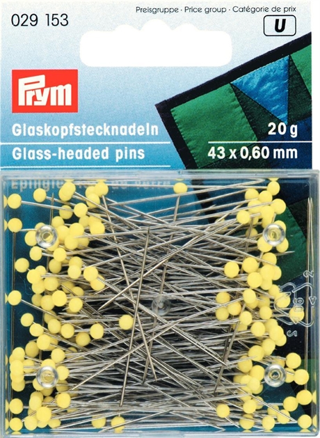 PRYM - Pin glashuvud 43 x 0,60 mm Gula 20 gram