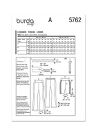 Burda  5762 Misses Leggings